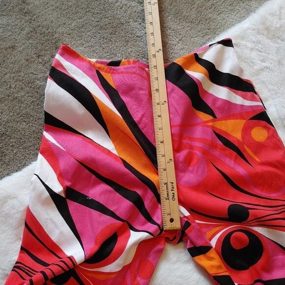 Evelyn Abstract Funky Fun NWOT Pants Size 8 Pink Retro White Black Zipper Side - Picture 5 of 12